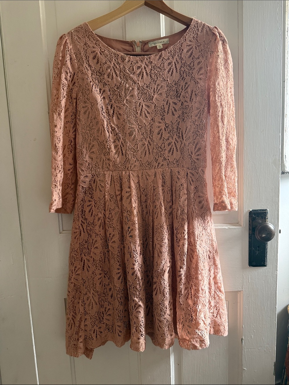 Alythea Blush Pink Lace Fit-and-Flare Girls Dress